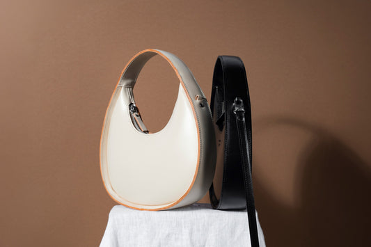 Leather Handbag Mini Moon - Cookie